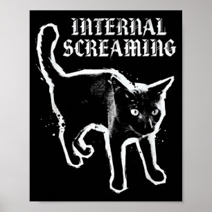 Poster Chat noir hurlement interne anxiété féline gothiqu