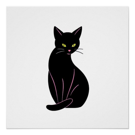 Poster Chat noir Illustration minimale (Devant)