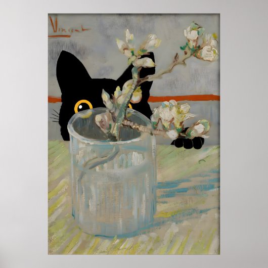 Poster Chat noir Imprimer Van Gogh Vie morte (Devant)