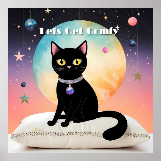 Poster Chat Noir - Installons-Nous Confortablement (Devant)