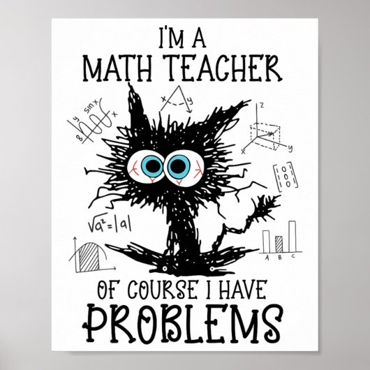 Poster Chat Noir Kitty Je suis un professeur de mathémati (Devant)