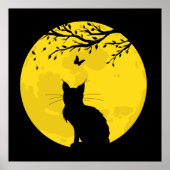 Poster Chat noir Lune jaune (Devant)
