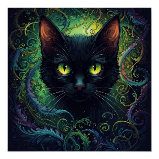 Poster Chat Noir Magie Verte (Devant)