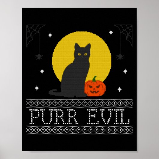 Poster Chat noir maléfique _ Drôle Mignon Halloween Effra (Devant)