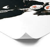 Poster Chat noir manger Sushi - Chat Art Japonais (Coin)