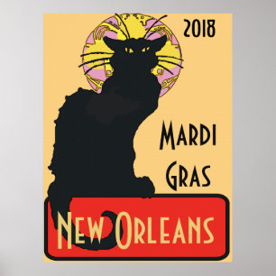 Poster Chat noir, Mardi Gras, modifier le texte