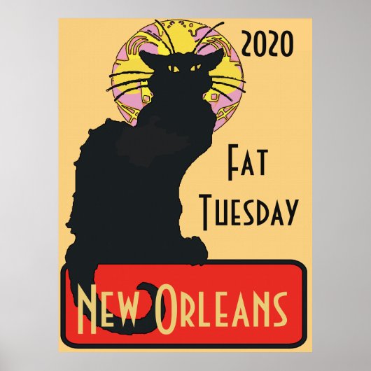 Poster Chat noir, Mardi gras, modifier le texte (Devant)