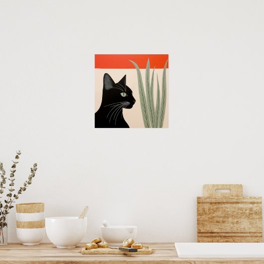 Poster Chat noir mignon (Cuisine)