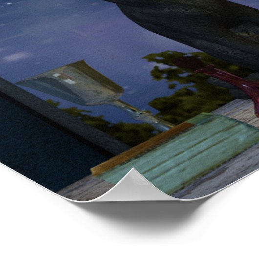 Poster Chat noir mignon à la chandelle (Coin)