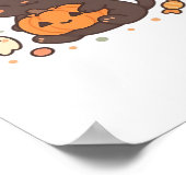 Poster Chat noir mignon avec Casquette sorcier - Kawaii H (Coin)