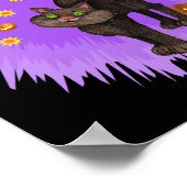 Poster Chat noir mignon Halloween Étoile violette éclate (Coin)
