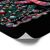 Poster Chat noir mignon Kitten Santa Chapeau sapin de Noë (Coin)