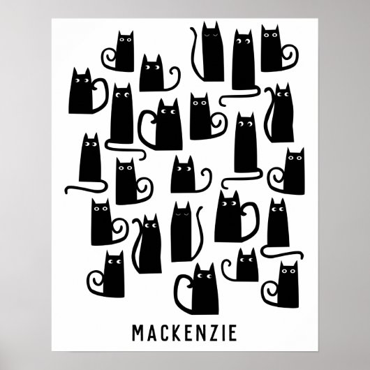 Poster Chat noir mignon personnalisé (Devant)