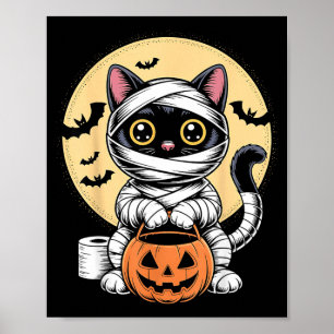 Poster Chat Noir Momie Hommes Femmes Enfants Halloween Dr