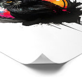 Poster Chat noir mystique aquarelle (Coin)