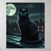 Poster Chat noir mystique sous Pleine lune (Devant)