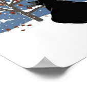 Poster Chat noir observant la neige (Coin)