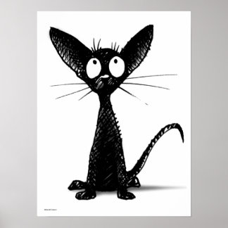 Poster Chat noir oriental amusant