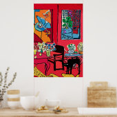 Poster Chat noir par table (Cuisine)