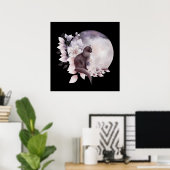Poster Chat noir par une Pleine lune magique (Bureau à domicile)