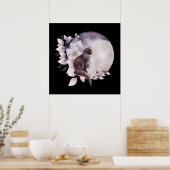Poster Chat noir par une Pleine lune magique (Cuisine)