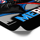 Poster Chat noir patriotique Fireworks (Coin)