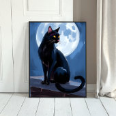 Poster Chat Noir | Peinture aquarelle d'animal de compagn