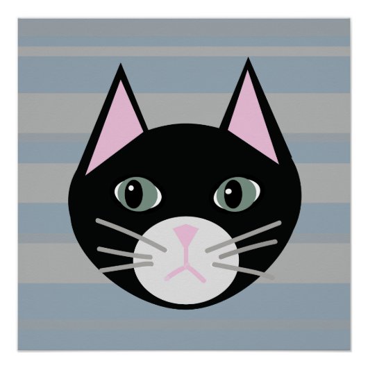 Poster Chat noir, rayures (Devant)