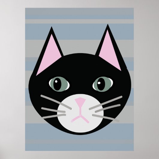 Poster Chat noir, rayures (Devant)
