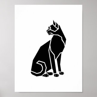 Poster Chat Noir Regardant Derrière