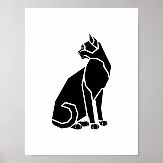 Poster Chat Noir Regardant Derrière (Devant)