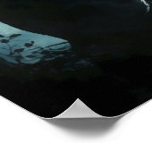 Poster Chat noir regardant la Lune (Coin)