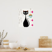 Poster Chat Noir Rétro Cool (Cuisine)