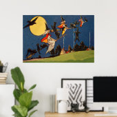 Poster Chat noir sorcier Flying Moon Crow (Bureau à domicile)