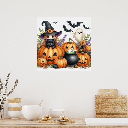 Poster Chat noir, Sorcière, Cauldron, Fantôme (Cuisine)