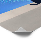 Poster Chat noir sous la nuit étoilée pleine lune (Coin)