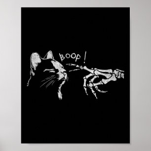 Poster Chat noir Squelette Main Boop sur le nez d'un chat