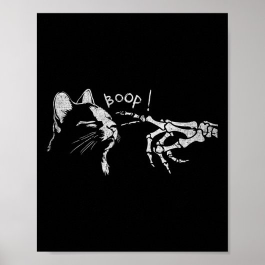 Poster Chat noir Squelette Main Boop sur le nez d'un chat (Devant)