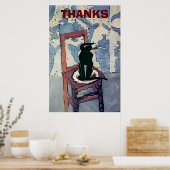 Poster Chat noir sur chaise (Cuisine)