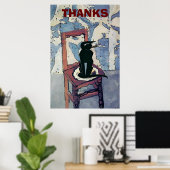 Poster Chat noir sur chaise (Bureau à domicile)