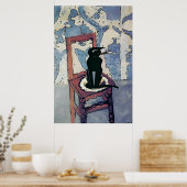 Poster Chat noir sur chaise (Cuisine)