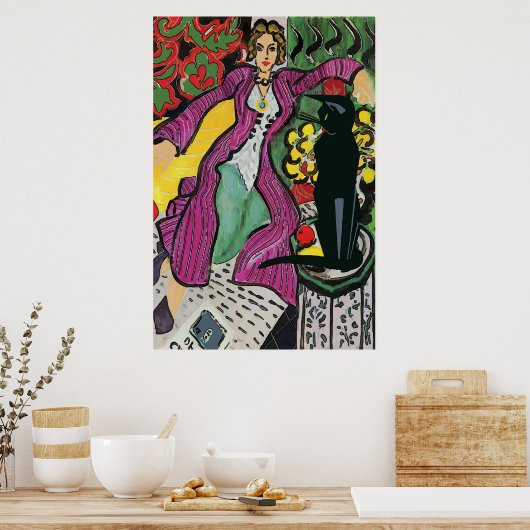 Poster Chat noir sur chaise 2 (Cuisine)