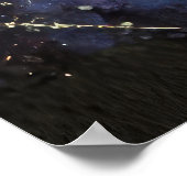 Poster Chat noir sur Crescent Moon avec ciel étoilé (Coin)