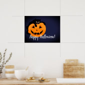 Poster Chat noir sur la lune Halloween (Cuisine)