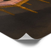 Poster Chat noir sur Tabouret rose imprimé (Coin)