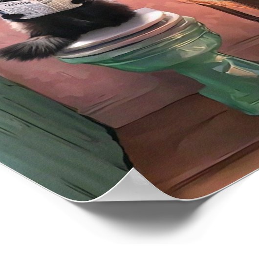 Poster Chat noir sur un siège de salle de bain Documents  (Coin)