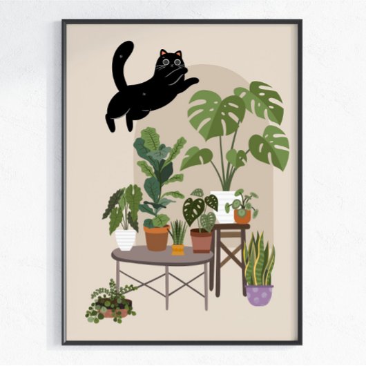 Poster Chat Noir Vilain & Jungle Monstera