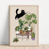 Poster Chat Noir Vilain & Jungle Monstera