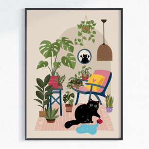 Poster Chat Noir Vilain Mignon Drôle Amateur de Chats Jou