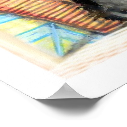 Poster Chat noir, Vin et Fleurs Beaux Art Imprimer (Coin)